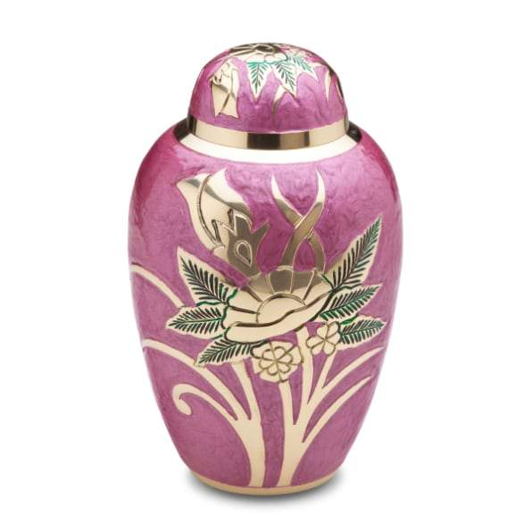 Adult Lilac Rose Solid Brass Urn 2