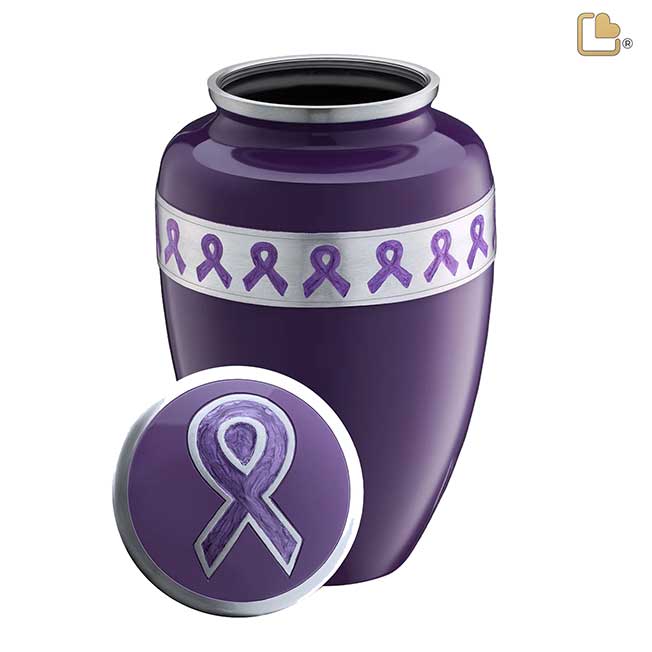 Awareness Purple Solid Brass Urn 3
