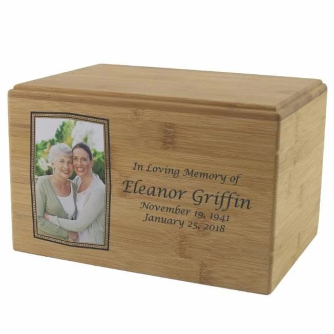 Bamboo Box Cremation Urn - Photo Printed