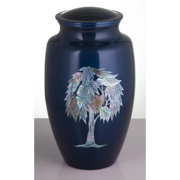 Blue Mother of Pearl Inlay Tree Urn