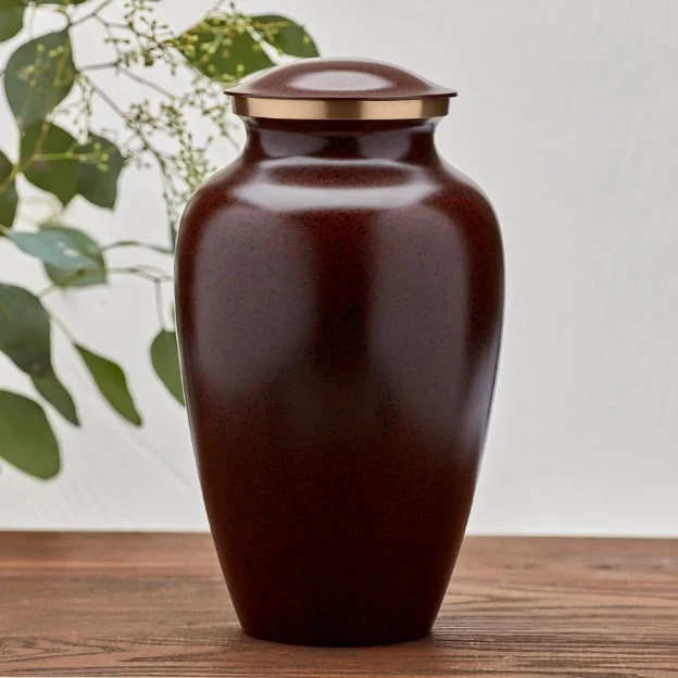 Brown Granite Solid Brass Urn 3