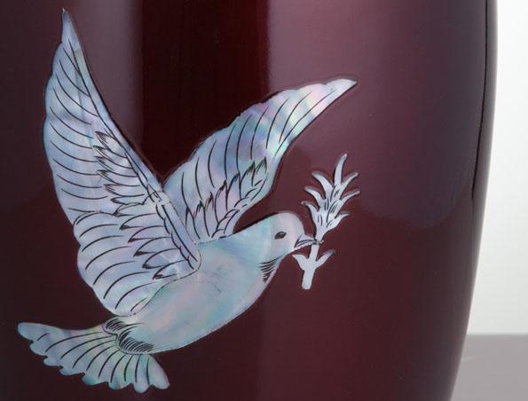 Burgundy Mother of Pearl Inlay Dove Urn 2