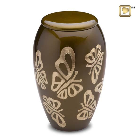 Butterflies Solid Brass Urn