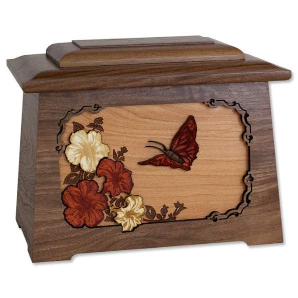Butterfly Wood Urn