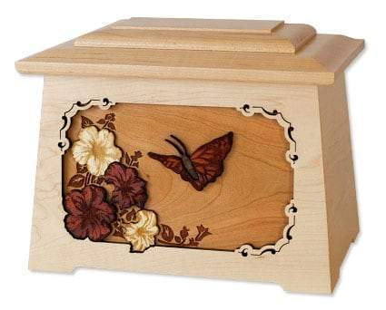 Butterfly Wood Urn 2