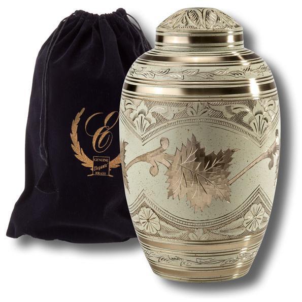 Cream Wash Solid Brass Urn