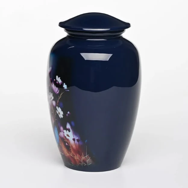Dark Blue Floral Butterfly Adult Urn 3
