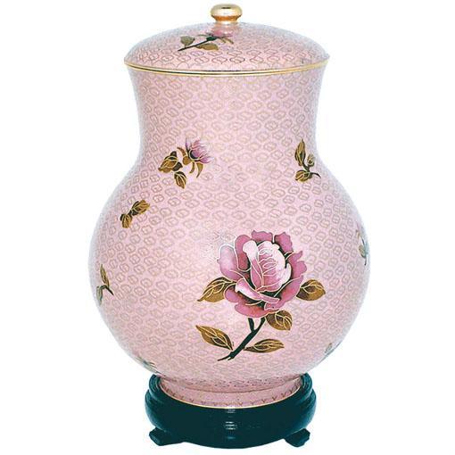 Dusty Rose Cloisonne Urn