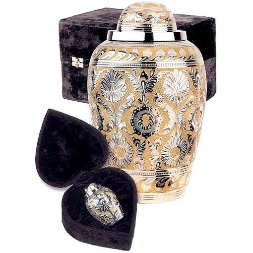 Dynasty SilverGold Solid Brass Cremation Urn