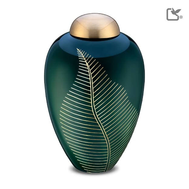 Emerald Leaf Solid Brass Urn