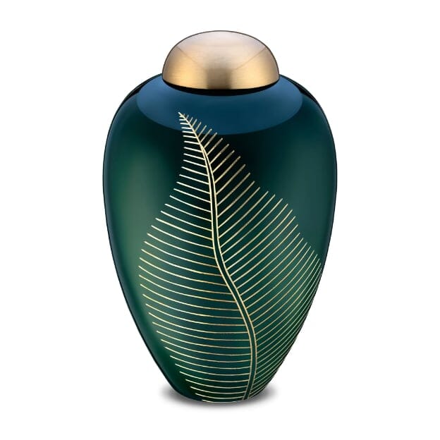 Emerald Leaf Solid Brass Urn 2