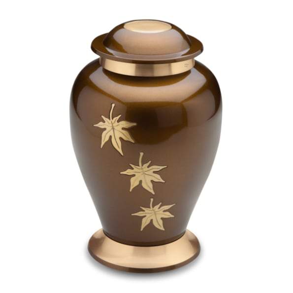 Falling Leaves Tribute Solid Brass Urn 2