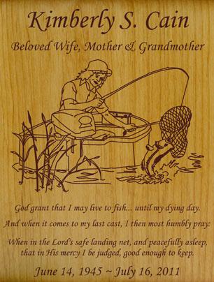 Fisherwoman Wood Urn With Sentiment and Prayer 2