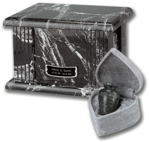 Genuine Black Grain Marble Urn
