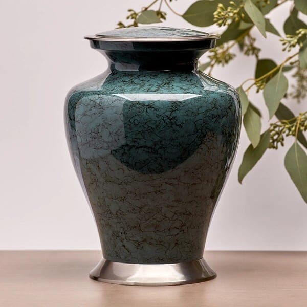 Gray Marble Metal Alloy Urn 3