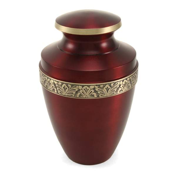Grecian Crimson Solid Brass Cremation Urn