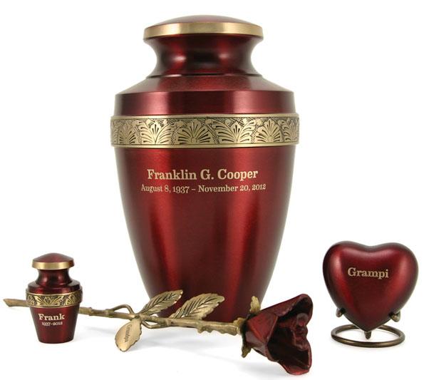 Grecian Crimson Solid Brass Cremation Urn 5