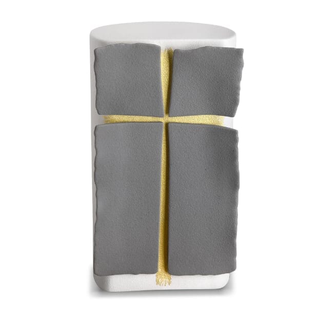 Holy Cross Standard Porcelain Adult Urn Silver Grey & White