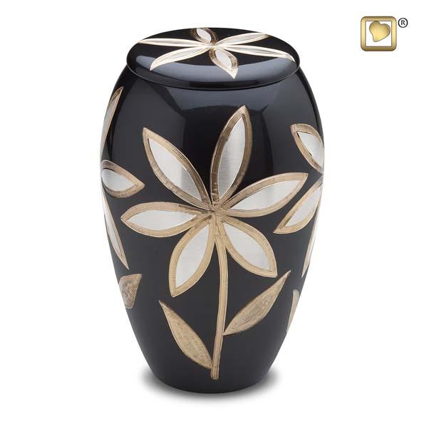 Lilies Solid Brass Urn