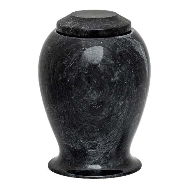 Midnight Black Marble Vase Adult Urn