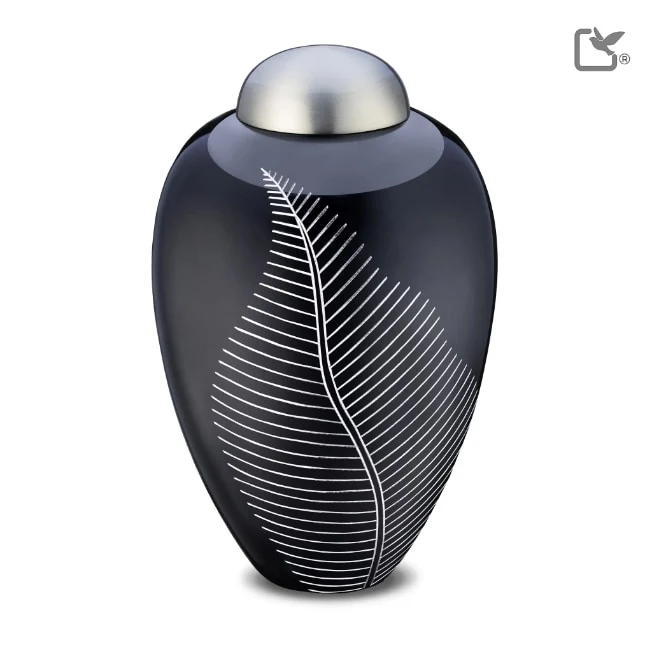 Midnight Leaf Solid Brass Urn