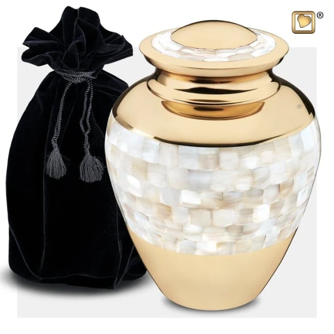 Mother of Pearl Brass Urn 3
