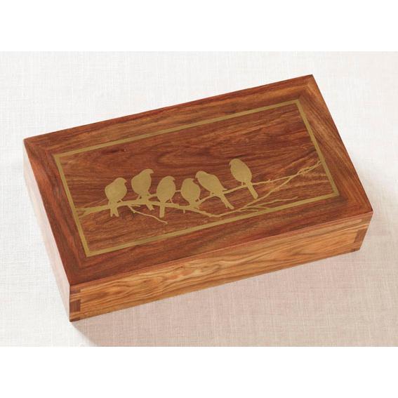 Parrots on Branch Rosewood Urn
