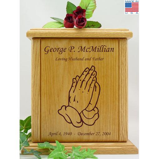 Praying Hands Wood Urn - Red Alder and Red Oak