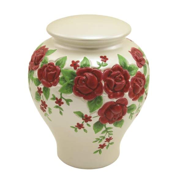 Red Roses Ceramic Cremation Urn