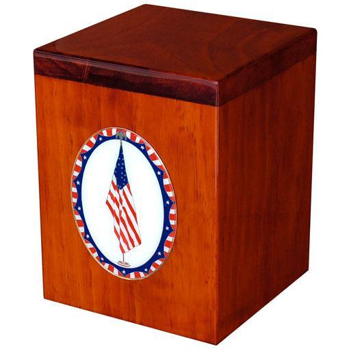 Serenity Patriotic Flag Wood Urn