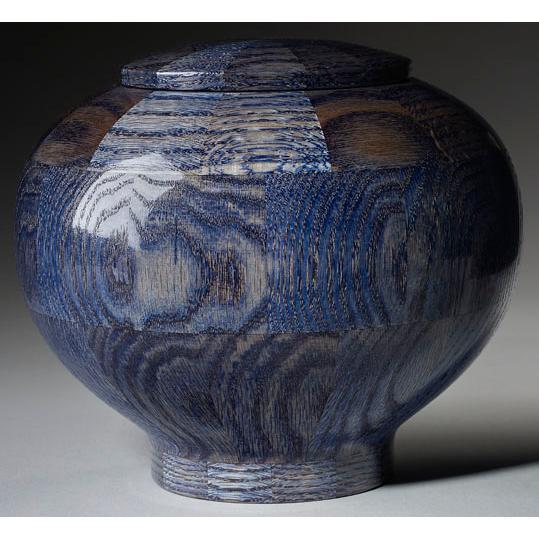 Steve Shannon Wood Adult Urn #21 Peony Blue