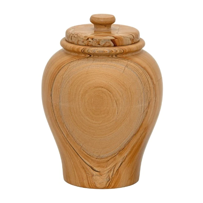 Teak Strata Marble Vase Adult Urn