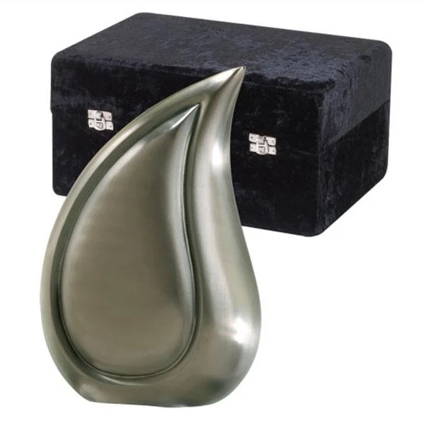 Tear Drop Brushed Pewter Cremation Urn