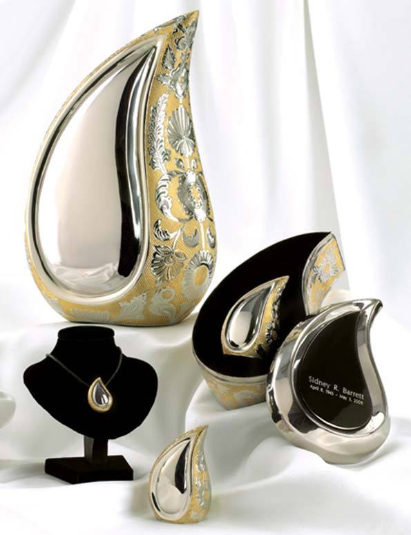 Tear Drop SilverGold Brass Cremation Urn 2