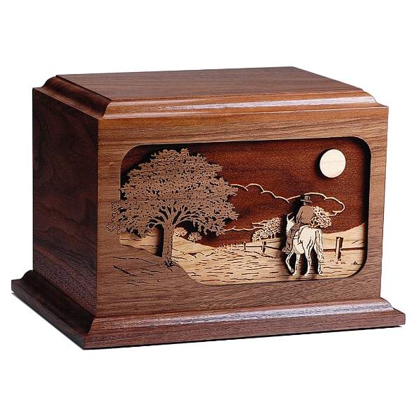 The Horse Ride Home Wood Urn