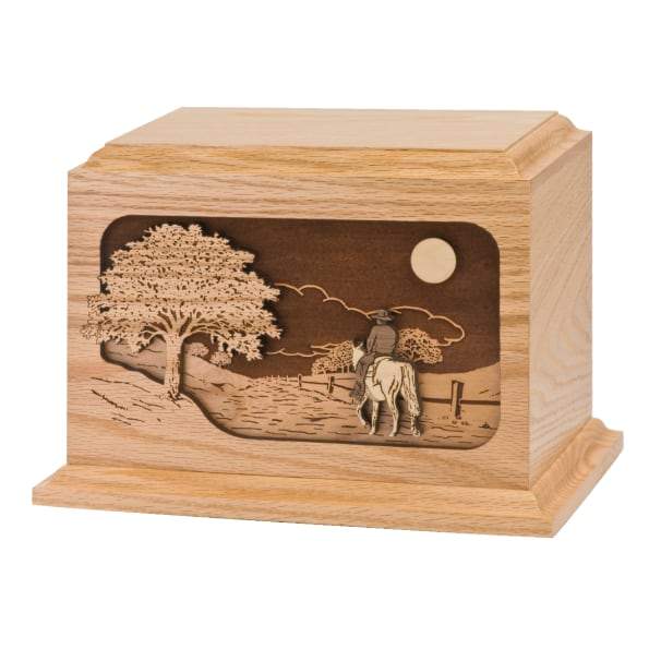 The Horse Ride Home Wood Urn 2