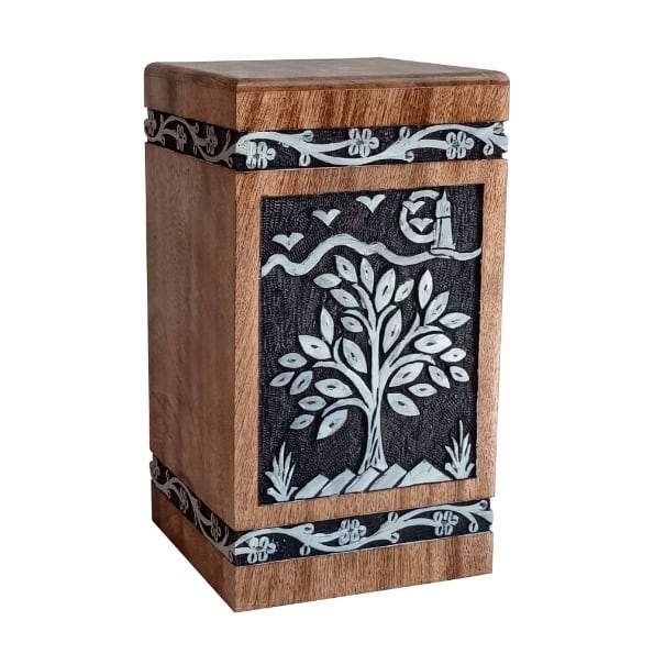 Tree of Life Scenery Adult Urn - Black