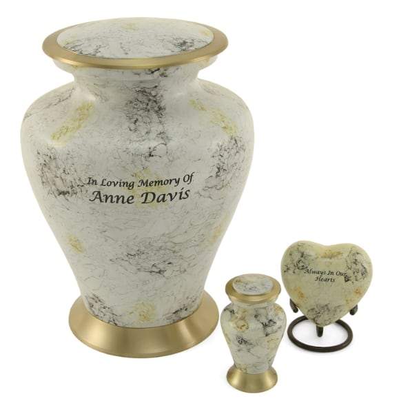 White Marble Metal Alloy Urn 3