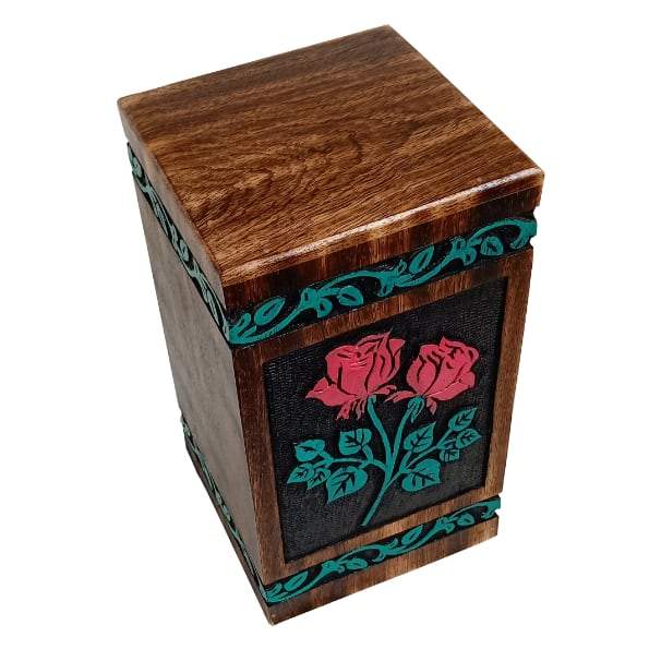 Wooden Urn With Color Roses - Black 2